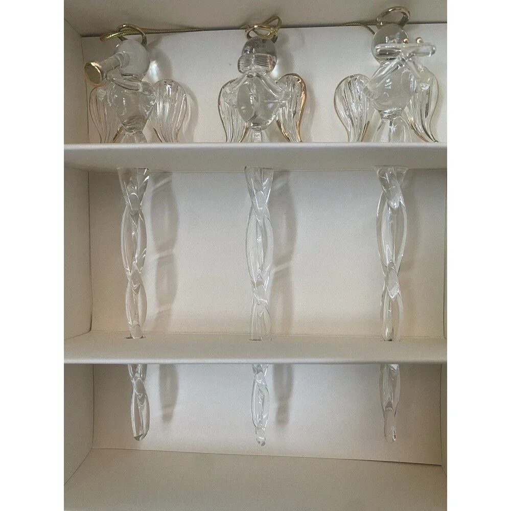 VTG Pier 1 Icicle Christmas Ornaments Mouthblown Glass 3 Angel Instrument